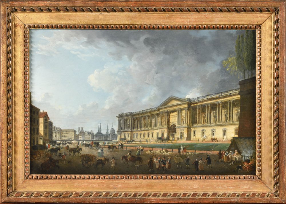 Vue de la colonnade du Louvre animée de personnages