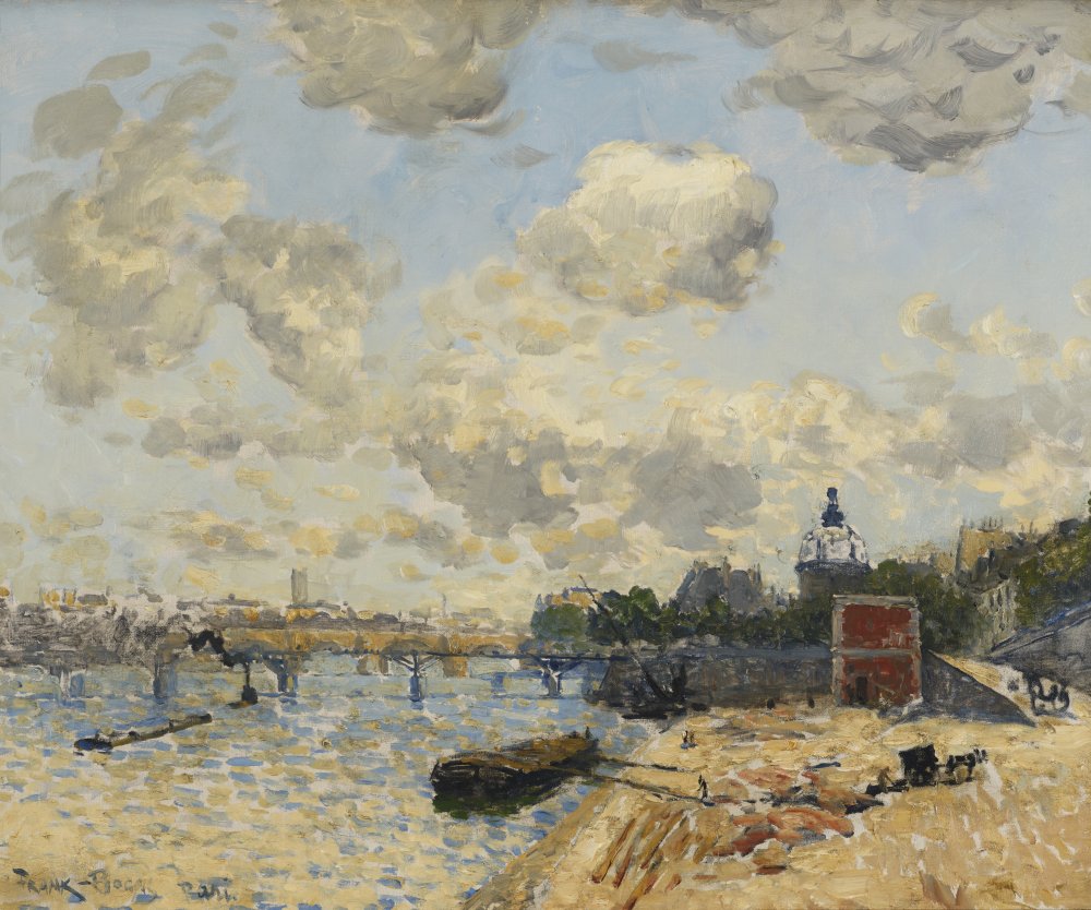 View of Paris from the Banks of the Seine at Quai Malaquais, revealing the&nbsp;(…)