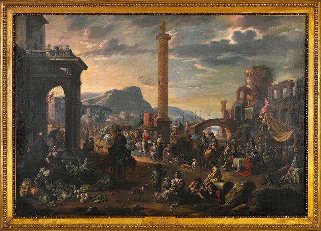 Scène de port méditerranéen imaginaire animé de navires