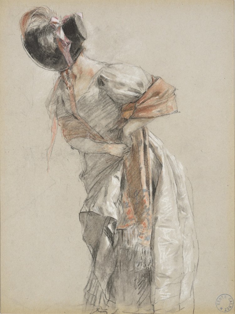 Jeune élégante au chapeau noir