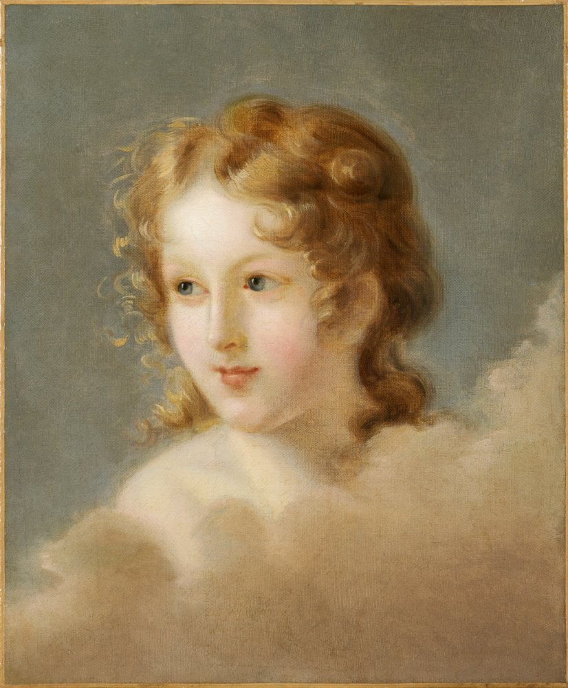 « Portrait d’enfant en buste dans les nuées »